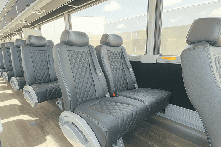 interior of Modesto Coach Bus Service charter bus