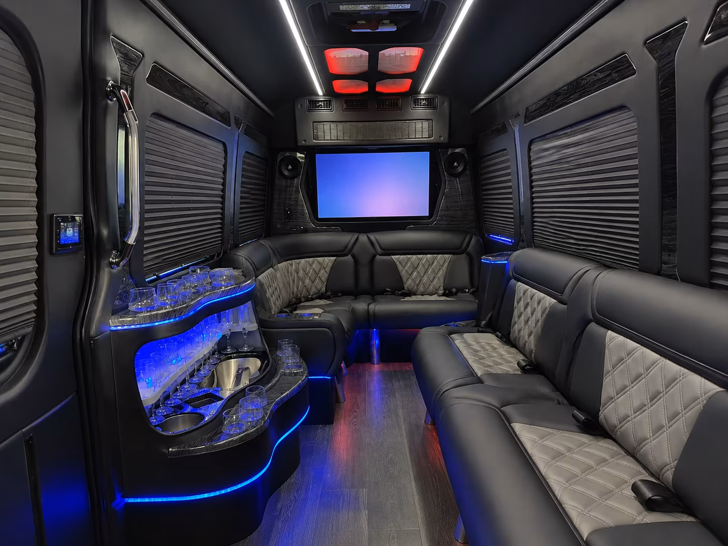 modesto 40 passenger party bus interior