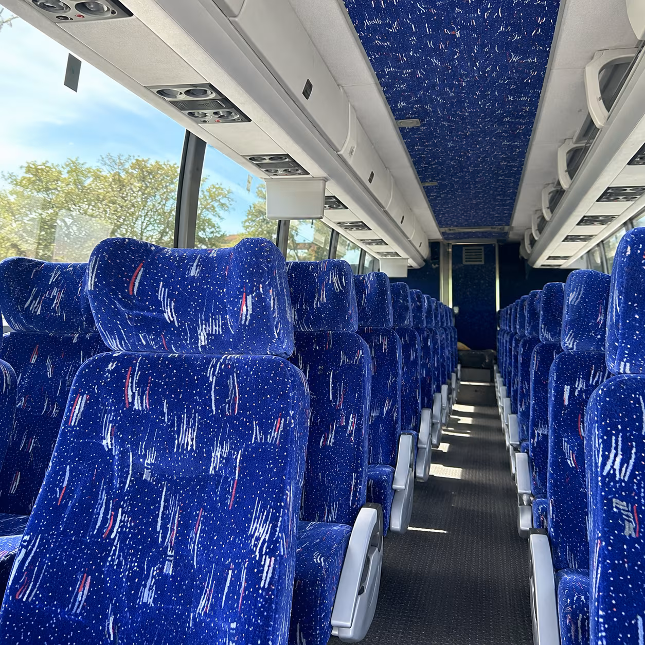 modesto 56 passenger charter bus inside